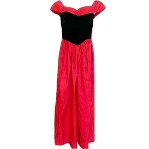 DANCE ALLURE Vintage Velvet & Taffeta Maxi Dress 80s Cosplay Halloween Costume